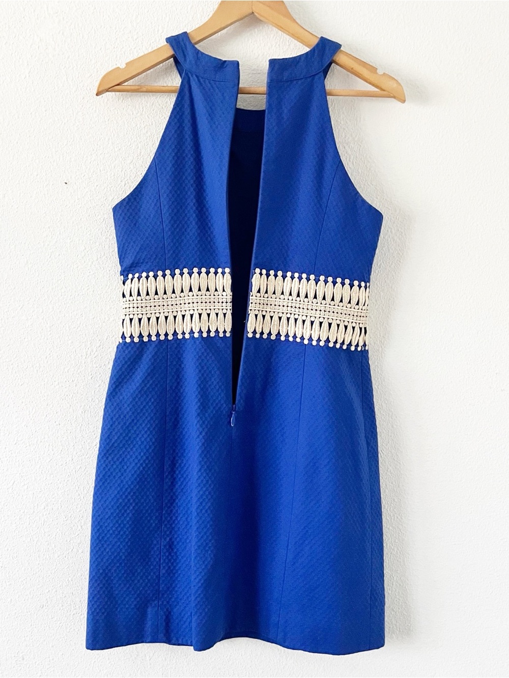 Lilly Pulitzer Ashlyn Bomber Blue Lace Trim Sleeveless Cocktail Mini Dress - Picture 9 of 10